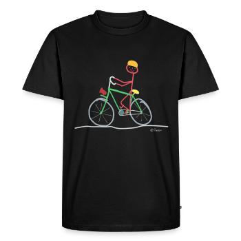 Bicycle stickman, mountain bike nature sport - Men's Premium Organic T-Shirt - black - Front - Nico (187cm)