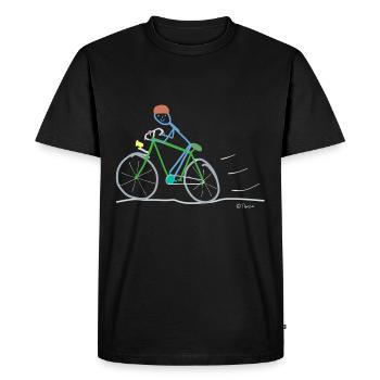 Road bike stickman, environmental protection sustainable - Men's Premium Organic T-Shirt - black - Front - Nico (187cm)
