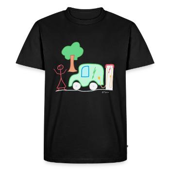 Figure de bâton d'électromobilité, batterie de voiture électrique - T-shirt Premium bio Homme - noir - Devant - Nico (187cm)