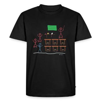 Schoolgirl stick figure, school class funny job - Men's Premium Organic T-Shirt - black - Front - Nico (187cm)