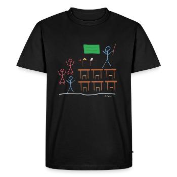 Stick figure school class lesson break work - Men's Premium Organic T-Shirt - black - Front - Nico (187cm)