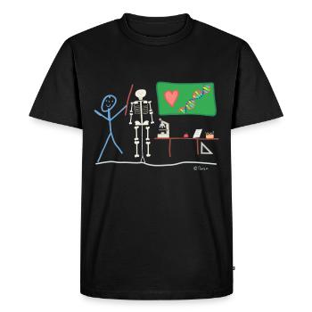Professeur élève stickman biologie nature - T-shirt Premium bio Homme - noir - Devant - Nico (187cm)
