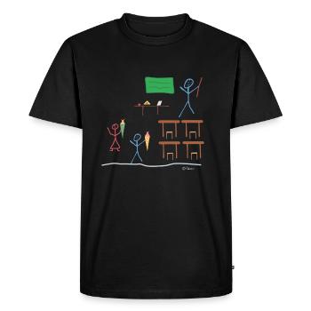 Retour à l'école stickman, écoliers - T-shirt Premium bio Homme - noir - Devant - Nico (187cm)