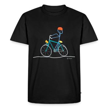 Bike e Bike stick figure Pedals pedaling - Men's Premium Organic T-Shirt - black - Front - Nico (187cm)