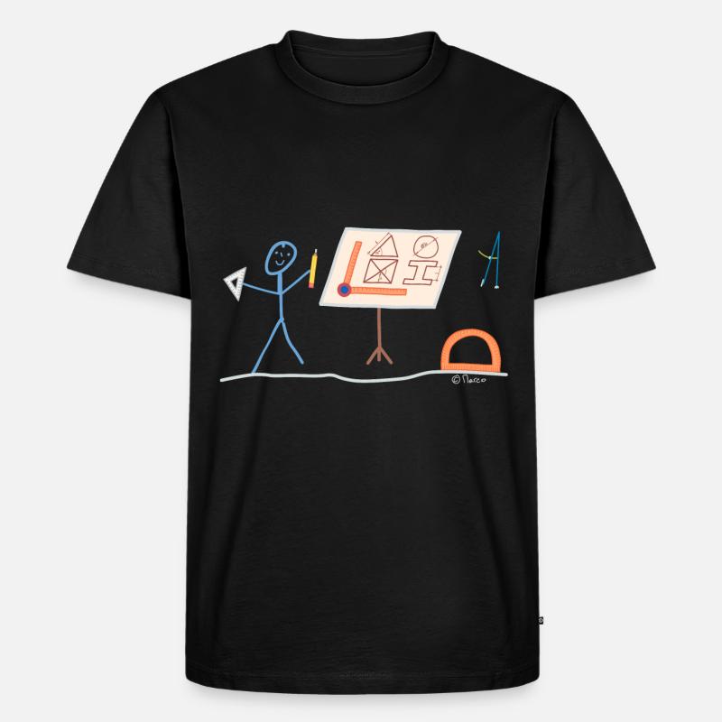 Technischer Zeichner Strichmännchen Konstrukteur - Männer Premium Bio T-Shirt - Schwarz
