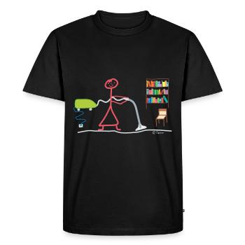 Household Stick Figures Housewife Vacuum Cleaner - Men's Premium Organic T-Shirt - black - Front - Nico (187cm)