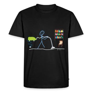 Household Stick Figure Hausmann Vacuum Cleaner Job - Men's Premium Organic T-Shirt - black - Front - Nico (187cm)