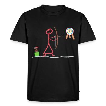 Tir à l’arc Homme-bâton Femme-bâton Sport - T-shirt Premium bio Homme - noir - Devant - Nico (187cm)