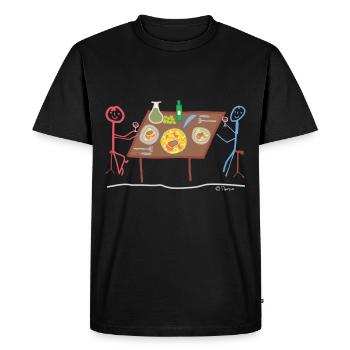 Paella Strichmännchen Date Espagne Dîner - T-shirt Premium bio Homme - noir - Devant - Nico (187cm)