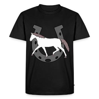 Fer à Cheval, Cheval, Cavalier, Chevaux, Poney, Cheval Blanc, Jument - T-shirt Premium bio Homme - noir - Devant - Nico (187cm)