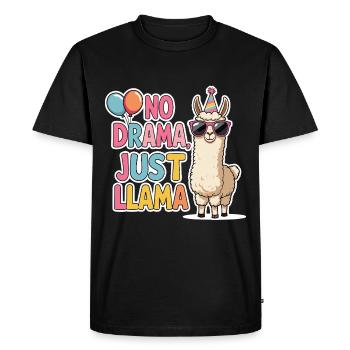 Lama décontracté avec chapeau de fête - T-shirt Premium bio Homme - noir - Devant - Nico (187cm)