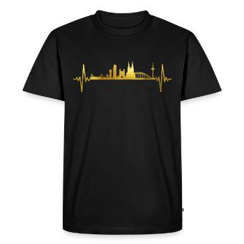 Cologne Skyline Battement de coeur - T-shirt Premium bio Homme - noir - Devant - Nico (187cm)