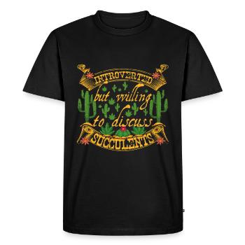 Entretien introverti et succulent sur le jardin des plantes succulentes - T-shirt Premium bio Homme - noir - Devant - Nico (187cm)