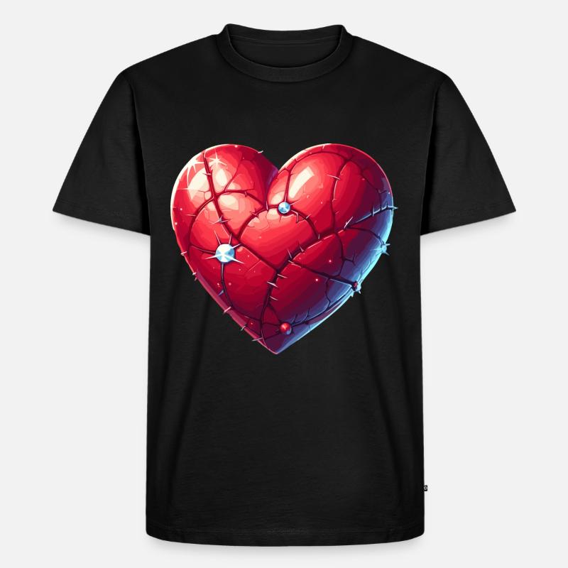 Herz - Männer Premium Bio T-Shirt - Schwarz