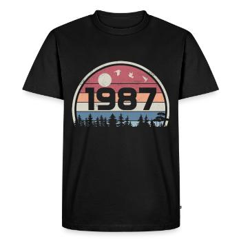 38e Anniversaire 1987 Fête Anniversaire 1987 Rétro - T-shirt Premium bio Homme - noir - Devant - Nico (187cm)