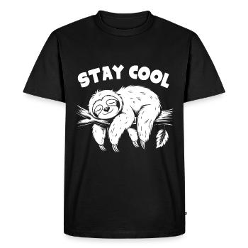 Drôle de paresseux, restez cool, c’est important - T-shirt Premium bio Homme - noir - Devant - Nico (187cm)