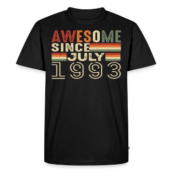 Cadeau d’anniversaire juillet 1993 Millésime juillet 1993 - T-shirt Premium bio Homme - noir - Devant - Nico (187cm)