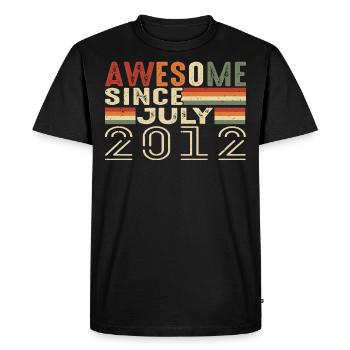 Juillet 2012 Cadeau d’anniversaire Juillet 2012 Millésime - T-shirt Premium bio Homme - noir - Devant - Nico (187cm)