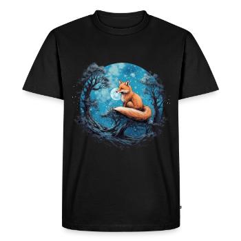 Fox Forest Moon Fable, conte de fées mythique - T-shirt Premium bio Homme - noir - Devant - Nico (187cm)