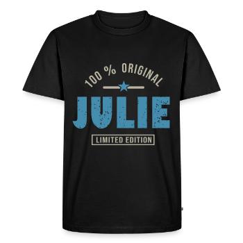 JULIE Tshirt personnalisé prénom cadeau julie - T-shirt Premium bio Homme - noir - Devant - Nico (187cm)