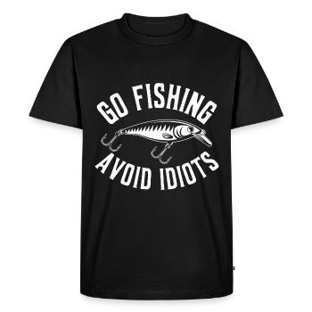 Go fishing, avoid people, rest by the water - Men's Premium Organic T-Shirt - black - Front - Nico (187cm)