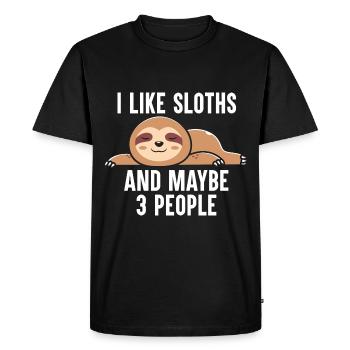 Sloth Lover Saying Funny Lazy Sloths Sleeping - Men's Premium Organic T-Shirt - black - Front - Nico (187cm)