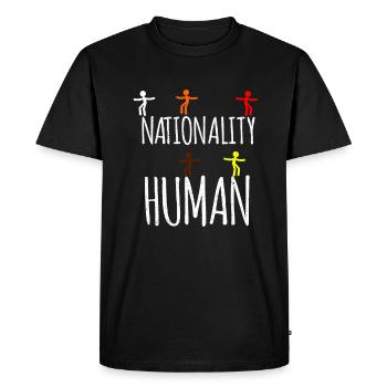 Gegen Rassismus - Männer Premium Bio T-Shirt - Schwarz - Vorne - Nico (187cm)