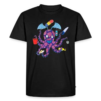 Haushalt- Kraken Tintenfisch Oktopus - Männer Premium Bio T-Shirt - Schwarz - Vorne - Nico (187cm)