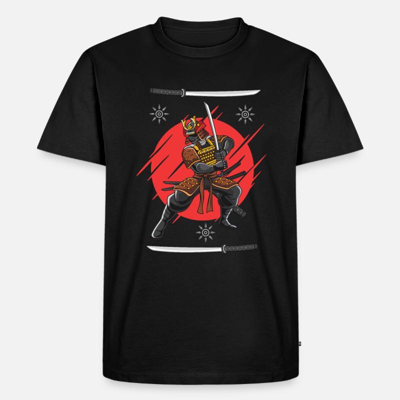 Cooles Japanisches Samurai-Krieger Design - Männer Premium Bio T-Shirt - Schwarz