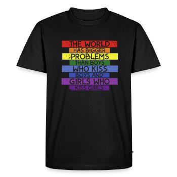 the world has bigger problems - ANTI LGBT - Men's Premium Organic T-Shirt - black - Front - Nico (187cm)