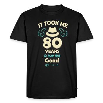 80e anniversaire - T-shirt Premium bio Homme - noir - Devant - Nico (187cm)