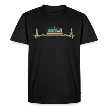 Eisenbahn Lokführer dampflok Herzschlag - Männer Premium Bio T-Shirt - Schwarz - Vorne - Nico (187cm)