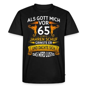 Als Gott mich vor 65 Jahren schuf - 65. Geburtstag - Männer Premium Bio T-Shirt - Schwarz - Vorne - Nico (187cm)