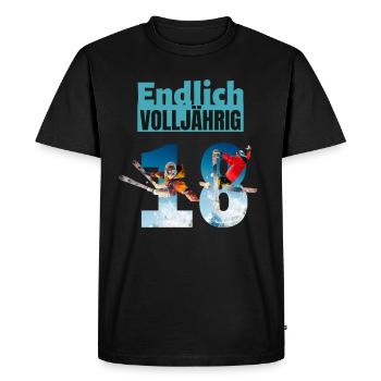 volljährigkeit glückwünsche zum 18 geburtstag ski - Männer Premium Bio T-Shirt - Schwarz - Vorne - Nico (187cm)