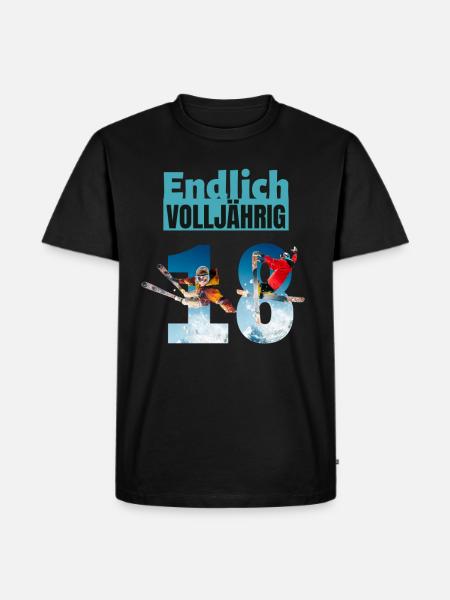 volljährigkeit glückwünsche zum 18 geburtstag ski - Männer Premium Bio T-Shirt - Schwarz
