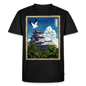 Temple japonais avec grue - T-shirt Premium bio Homme - noir - Devant - Nico (187cm)