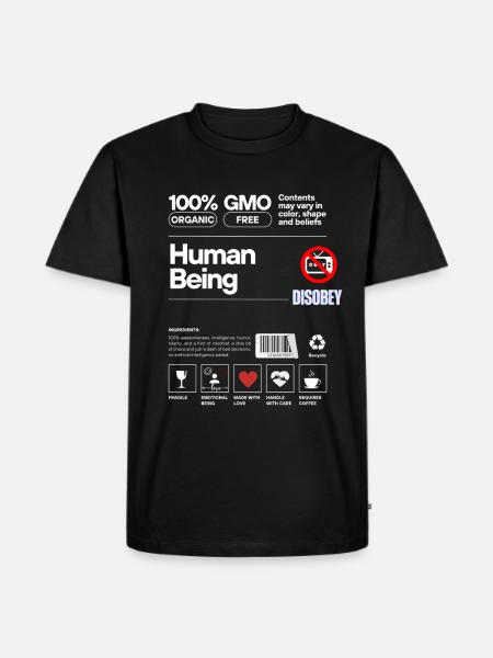 BE HUMAN 100% ESSERE UMANI - Men's Premium Organic T-Shirt - black