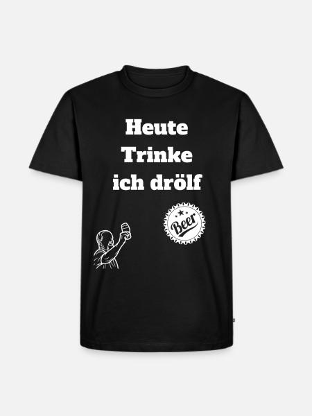 1 Bier oder doch drölf - Männer Premium Bio T-Shirt - Schwarz