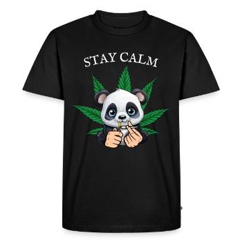 Panda détendu - T-shirt Premium bio Homme - noir - Devant - Nico (187cm)
