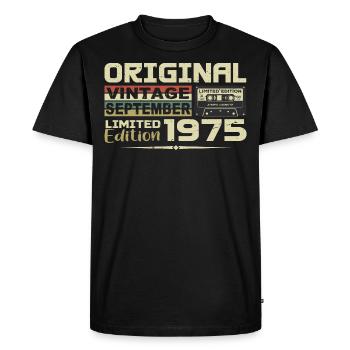 1975 - Les légendes Sont Nées en Septembre 1975 - T-shirt Premium bio Homme - noir - Devant - Nico (187cm)