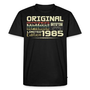 1985 - Les légendes Sont Nées en Septembre 1985 - T-shirt Premium bio Homme - noir - Devant - Nico (187cm)
