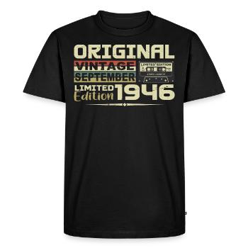 1946 - Les légendes Sont Nées en Septembre 1946 - T-shirt Premium bio Homme - noir - Devant - Nico (187cm)