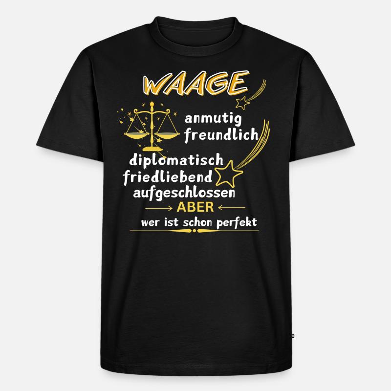 Sternzeichen WAAGE - Männer Premium Bio T-Shirt - Schwarz
