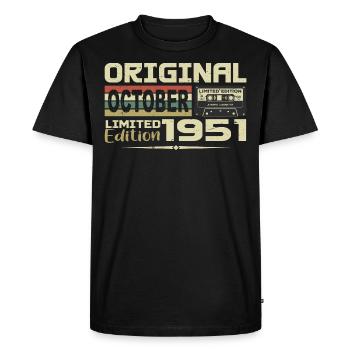 Birthday October 1951 Original | October 1951 - Men's Premium Organic T-Shirt - black - Front - Nico (187cm)