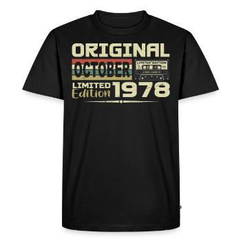 Anniversaire Octobre 1978 Original | Octobre 1978 - T-shirt Premium bio Homme - noir - Devant - Nico (187cm)