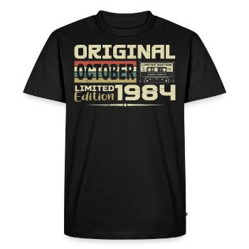 Birthday October 1984 Original | October 1984 - Men's Premium Organic T-Shirt - black - Front - Nico (187cm)