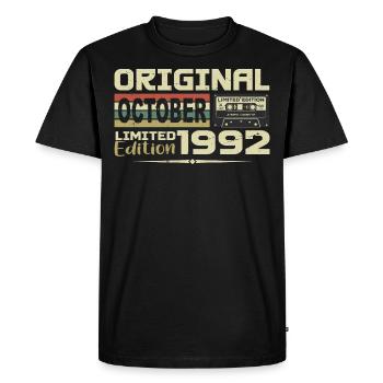 Anniversaire Octobre 1992 Original | Octobre 1992 - T-shirt Premium bio Homme - noir - Devant - Nico (187cm)
