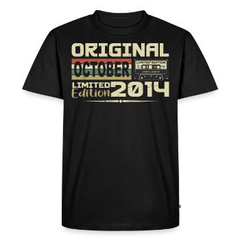 Anniversaire Octobre 2014 Original | Octobre 2014 - T-shirt Premium bio Homme - noir - Devant - Nico (187cm)