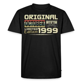 Anniversaire Octobre 1999 Original | Octobre 1999 - T-shirt Premium bio Homme - noir - Devant - Nico (187cm)