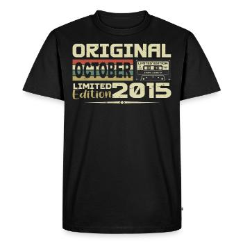 Anniversaire Octobre 2015 Original | Octobre 2015 - T-shirt Premium bio Homme - noir - Devant - Nico (187cm)